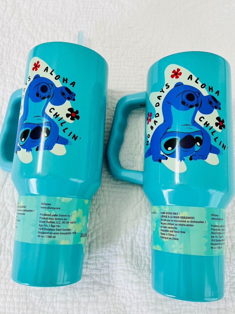 Silver Buffalo Disney Lilo & Stitch "No Bad Days" Aloha 40 oz. Tumbler
